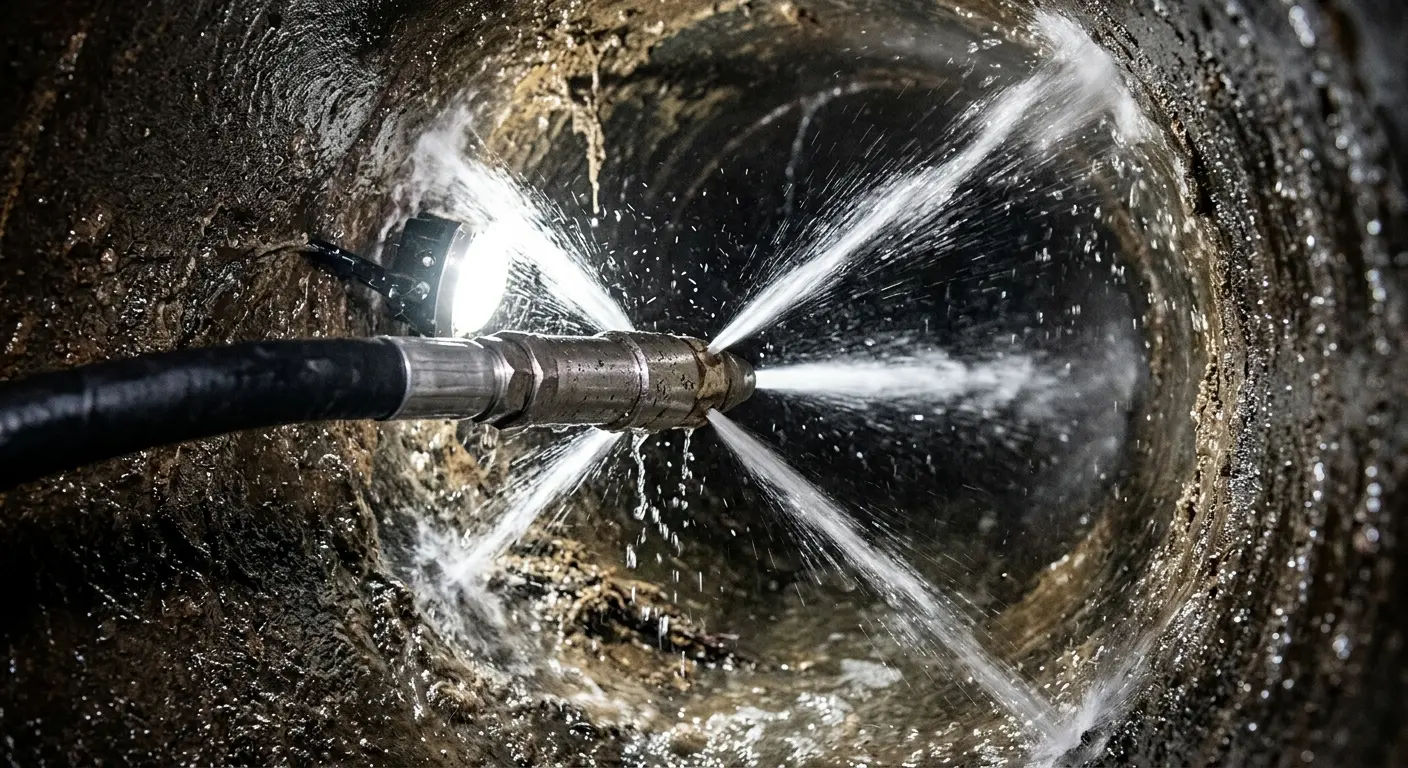 High-pressure hydro jetting nozzle cleaning sewer pipe for Storm Drain Cleaning in Americus